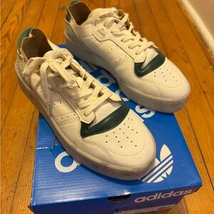 Adidas Men's White Sneakers with Green Highlights